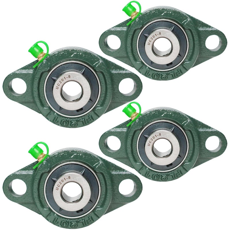 Tonmp 4 Pack UCFL201-8 Pillow Block Bearing, Flange Mount Ball Bearing Unit, 1/2" Bore, 2-Bolt Flange, Self Aligning Cast Iron Housing, Set Screw Locking Style Flange Pillow Block Bearing (201) - Image 1